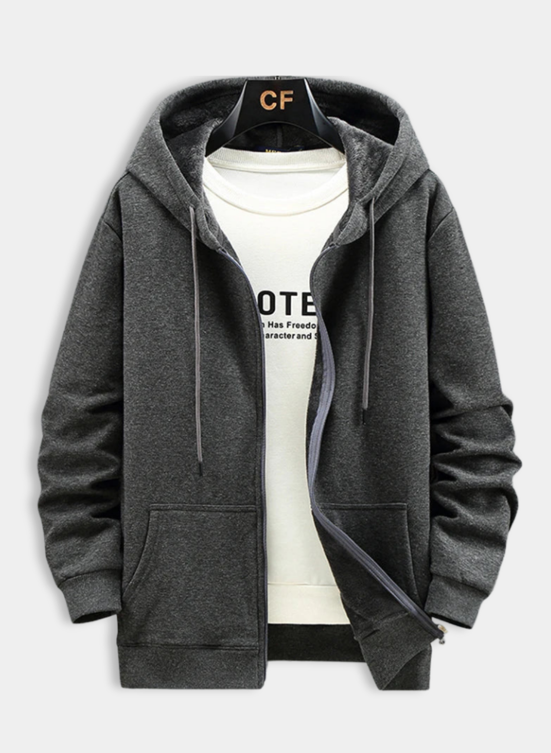 Big Size Fleece Hoodie for Men – Zip-Up Jacket