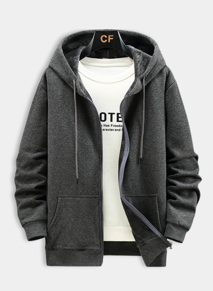 Big Size Fleece Hoodie for Men – Zip-Up Jacket