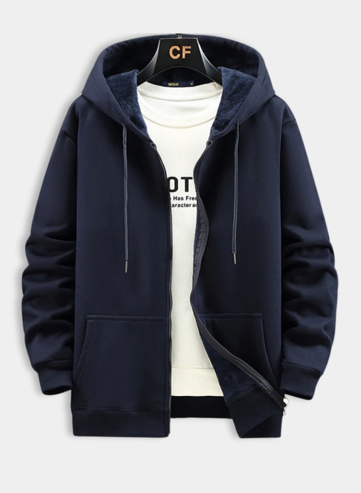 Big Size Fleece Hoodie for Men – Zip-Up Jacket