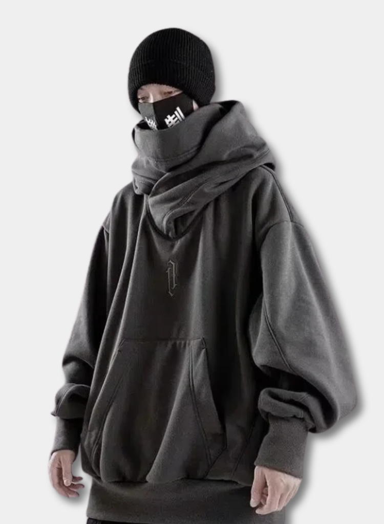 Embroidered Turtleneck Hoodie for Men