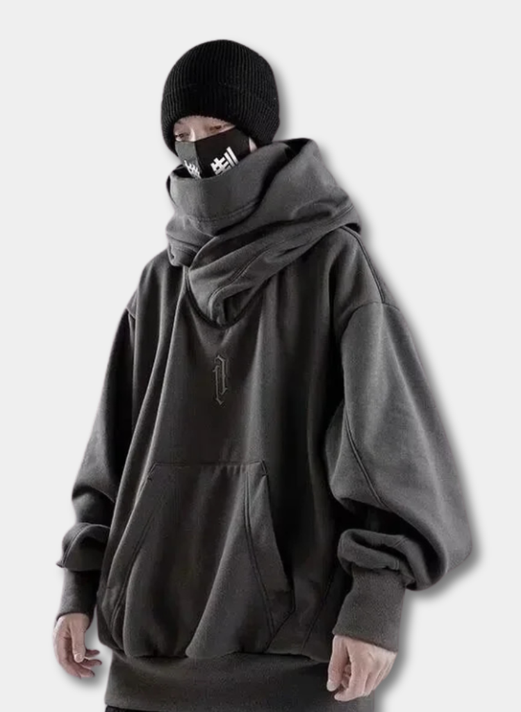 Embroidered Turtleneck Hoodie for Men