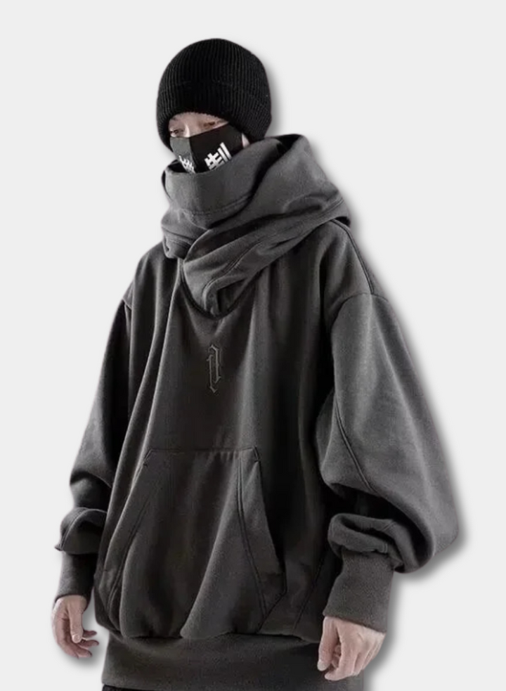 Embroidered Turtleneck Hoodie for Men