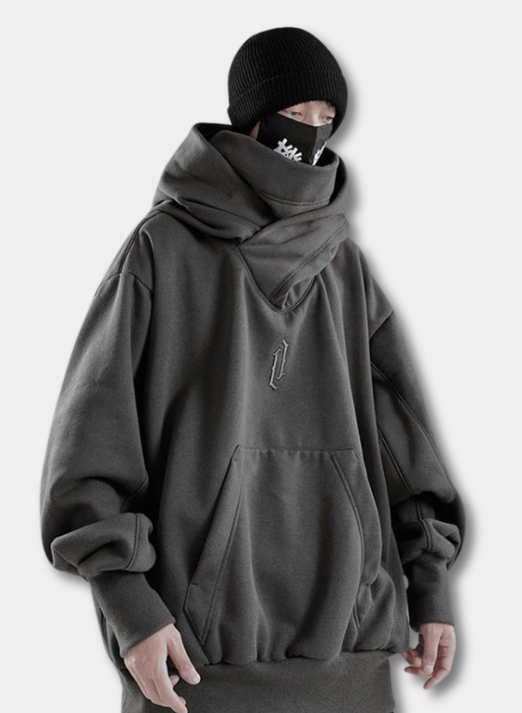 Embroidered Turtleneck Hoodie for Men