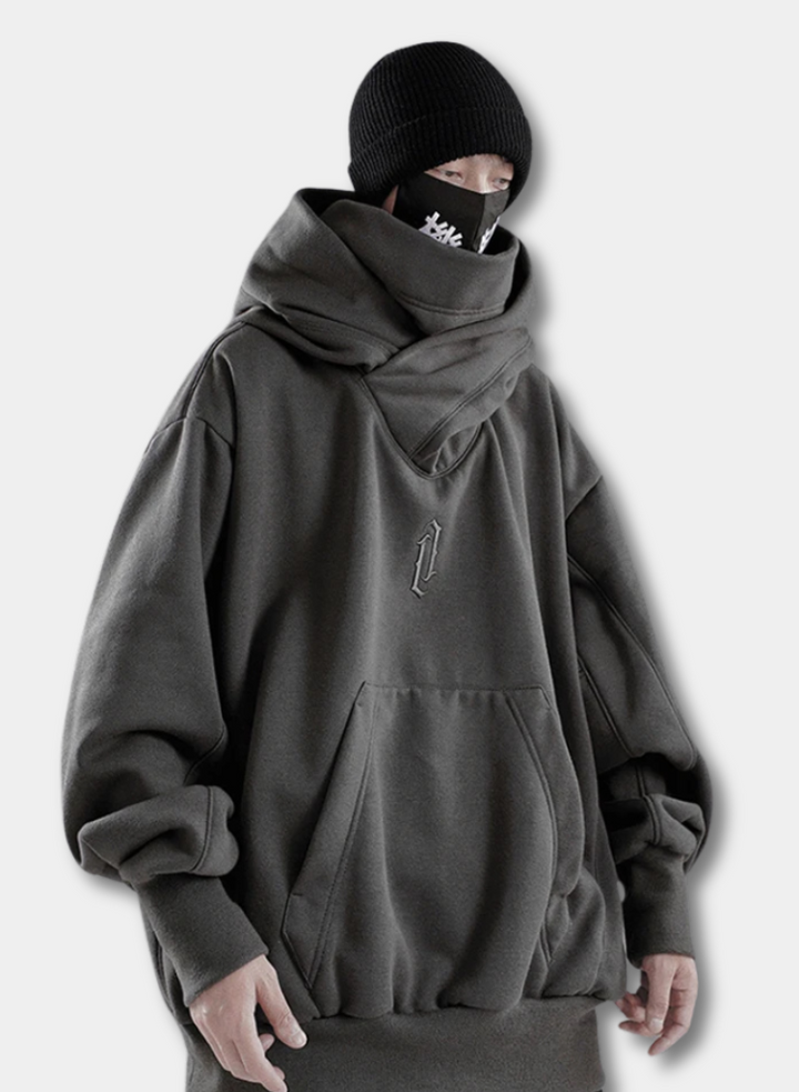 Embroidered Turtleneck Hoodie for Men