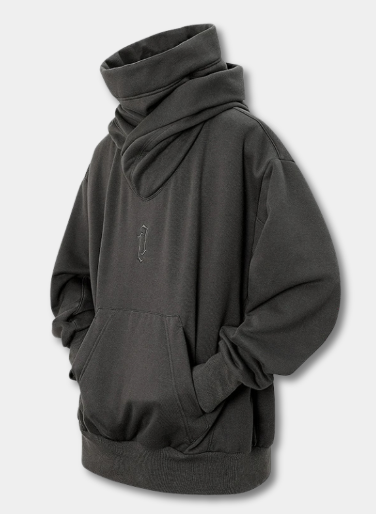 Embroidered Turtleneck Hoodie for Men