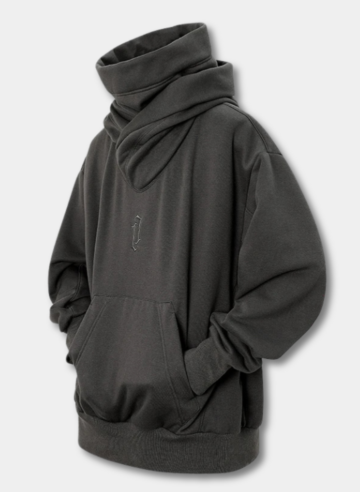 Embroidered Turtleneck Hoodie for Men