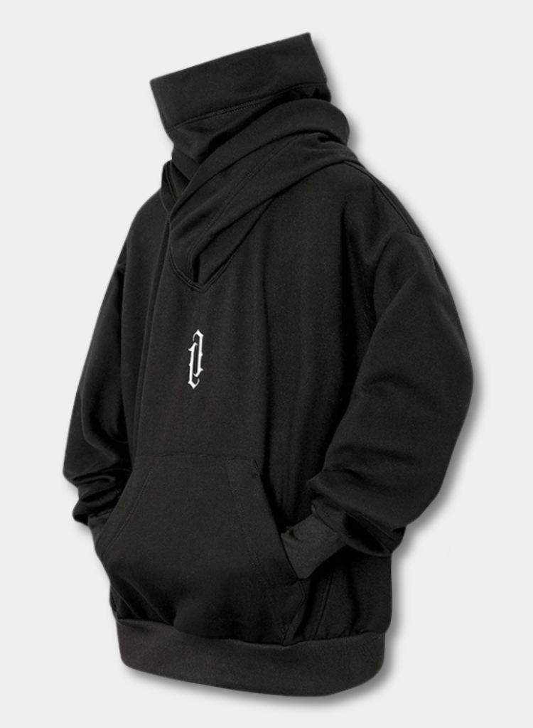 Embroidered Turtleneck Hoodie for Men