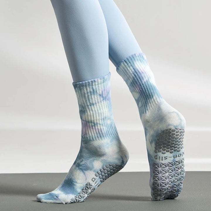 Winter-Ready Tie-Dye Yoga Grip Socks