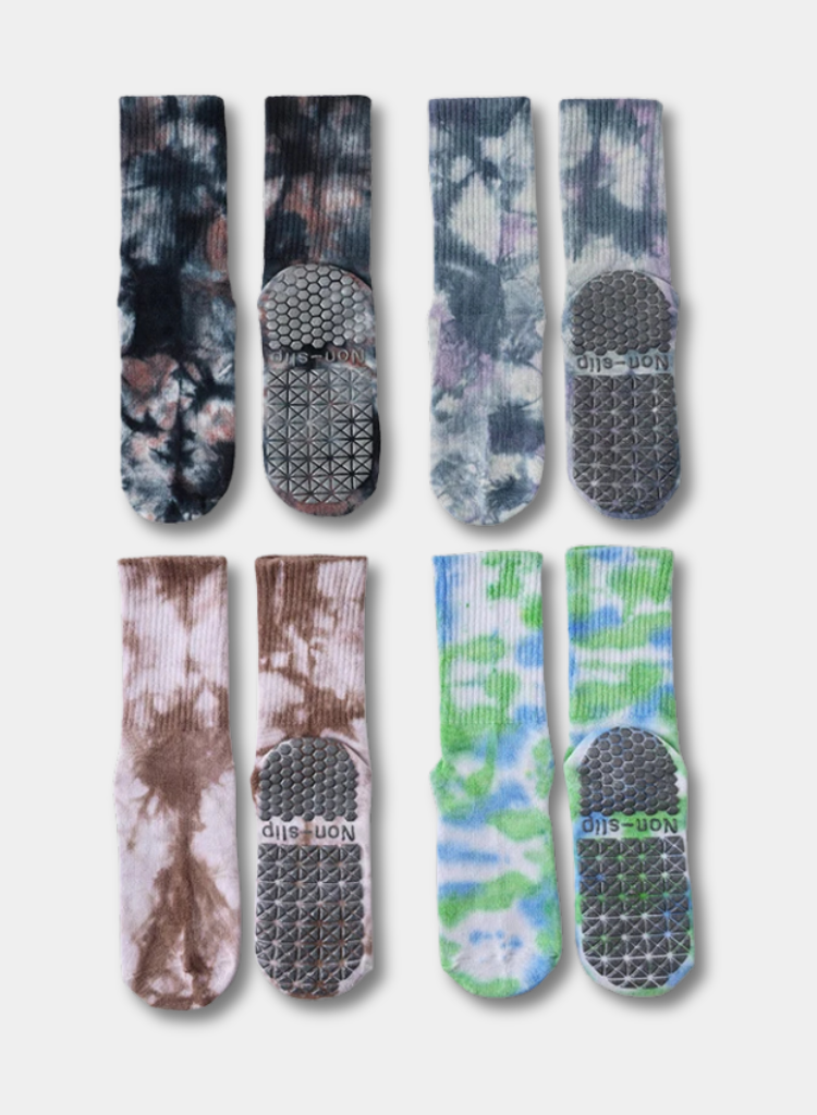 Winter-Ready Tie-Dye Yoga Grip Socks