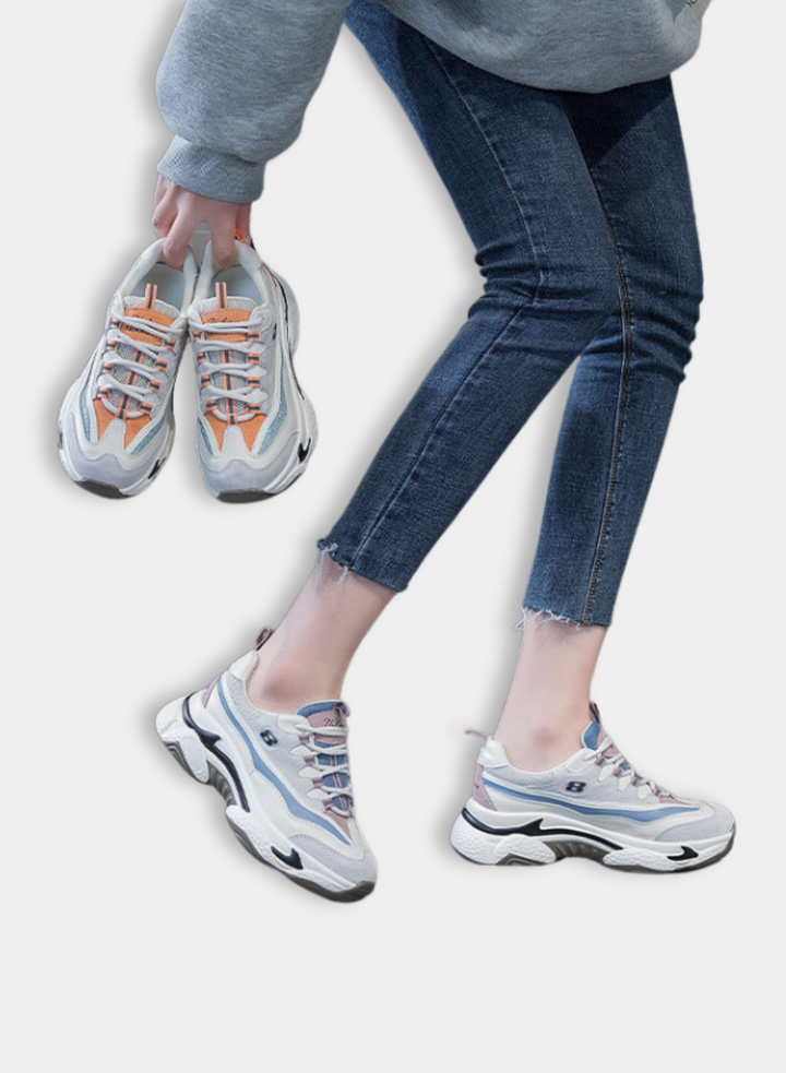 Women's Retro Leather Platform Sneakers